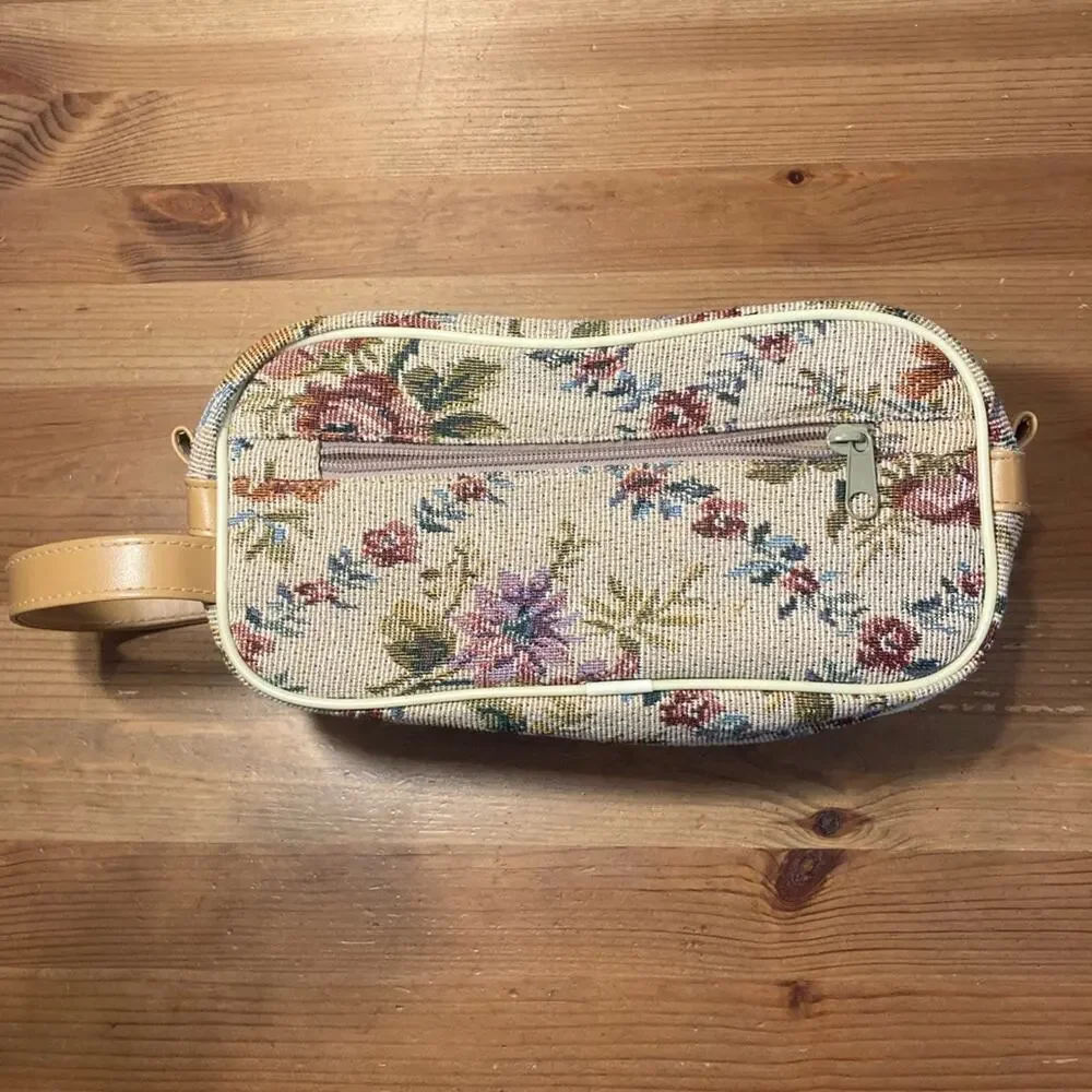Vintage floral tapestry cosmetic or toiletry bag cottagecore grandmacore quaint